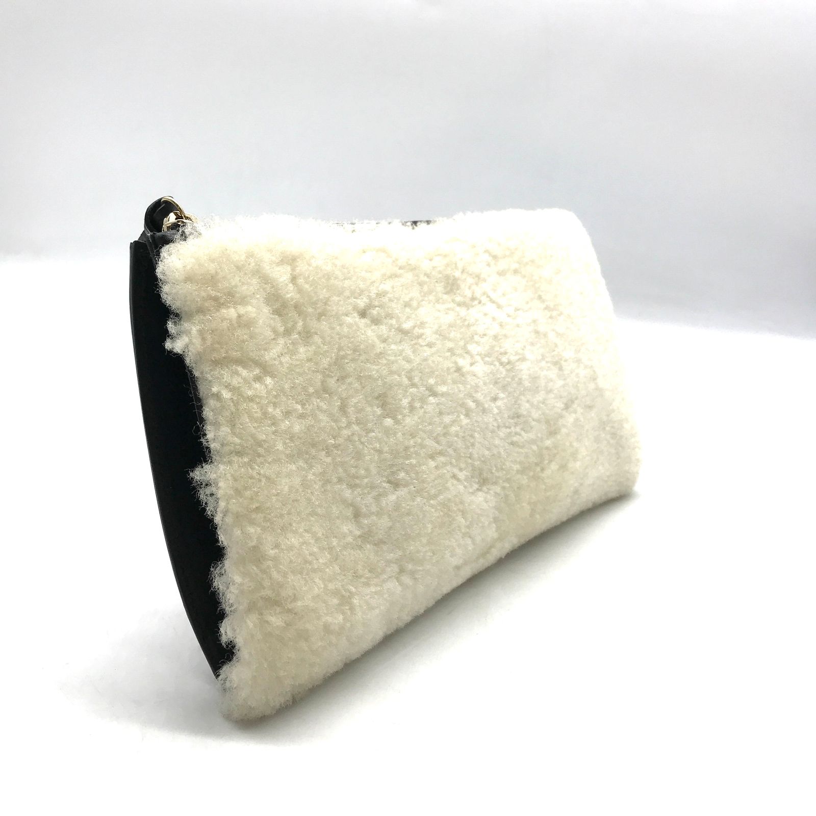 BALENCIAGA バレンシアガ ロゴ ファー レザー クラッチ バッグ  