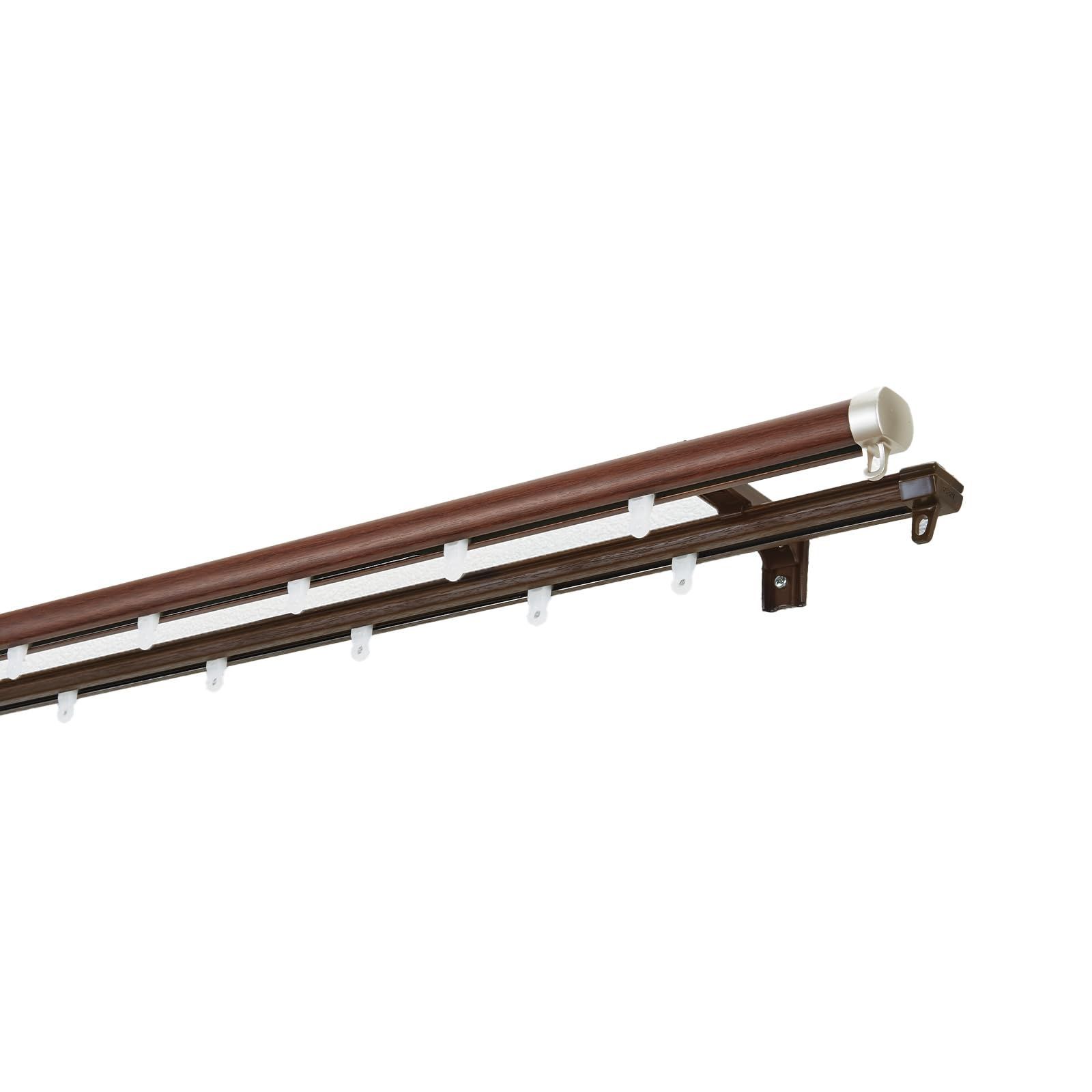 【在庫セール】ダブル 木目 伸縮 ブラウン 静音 1.6m～3.0ｍ カーテンレール 30009562 トーソー