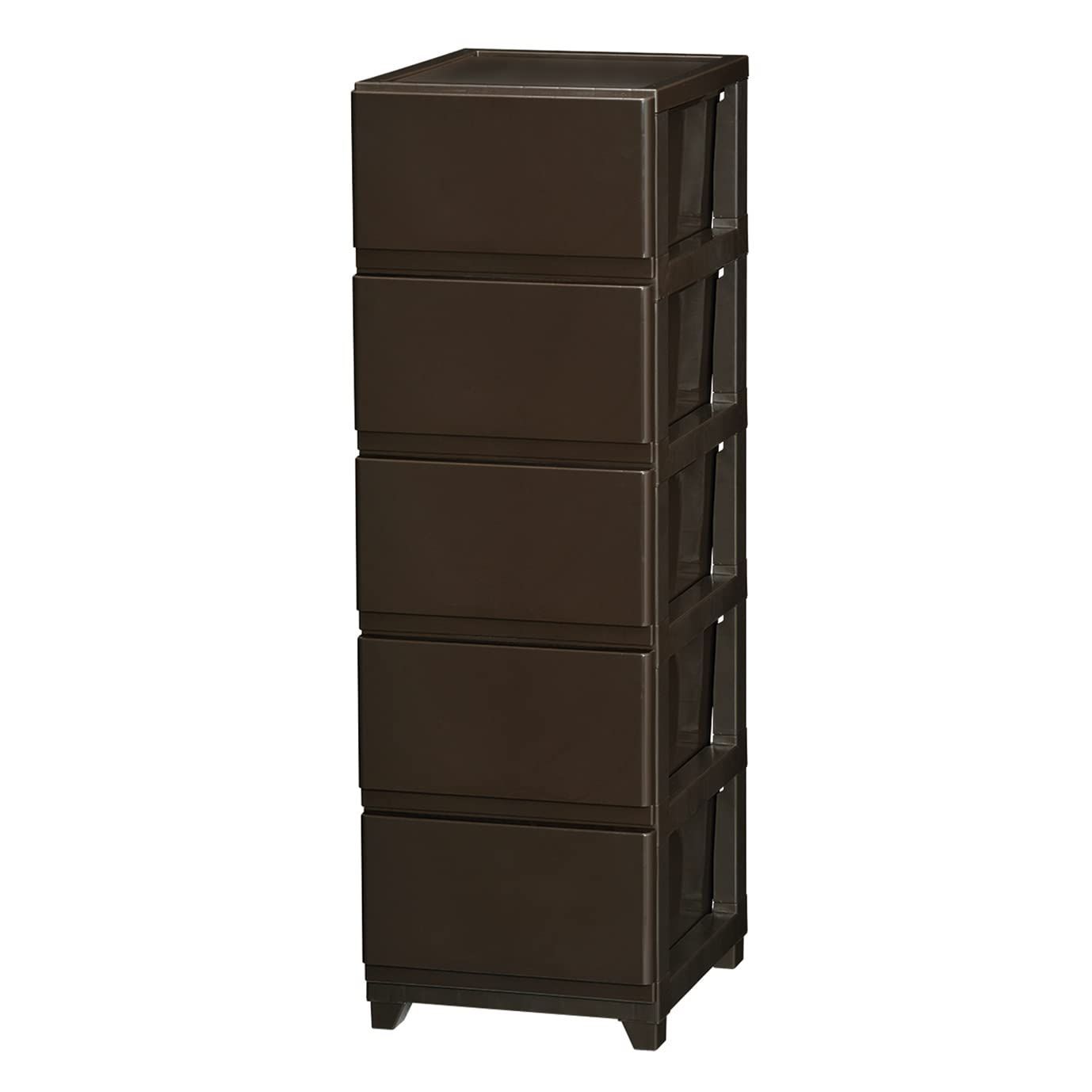 在庫処分JEJアステージ 収納ケース デコニー チェスト 5段 ダークブラウン 簡単組立 日本製 幅34×奥行41.5×高さ106.1cm