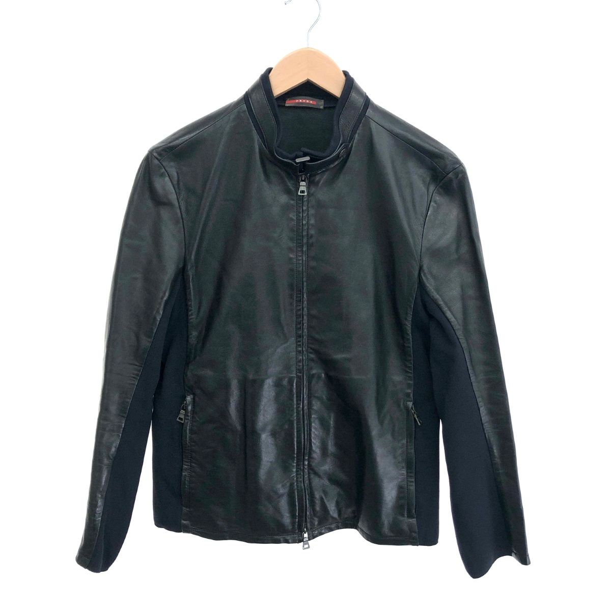 PRADA Sports ニット切替 レザージャケット 46