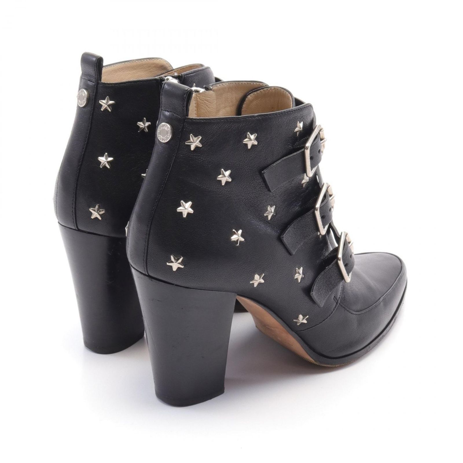 ジミーチュウ JIMMY CHOO ブーツ ブラック レザー ブーツ スター ジミーチュウ JIMMY CHOO ブーツ ブラック レザー ブーツ スター