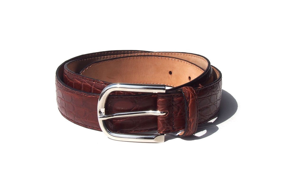 ｜ ｜アイセア｜AIZEA｜クロコダイルレザーベルト｜95｜ブラウン