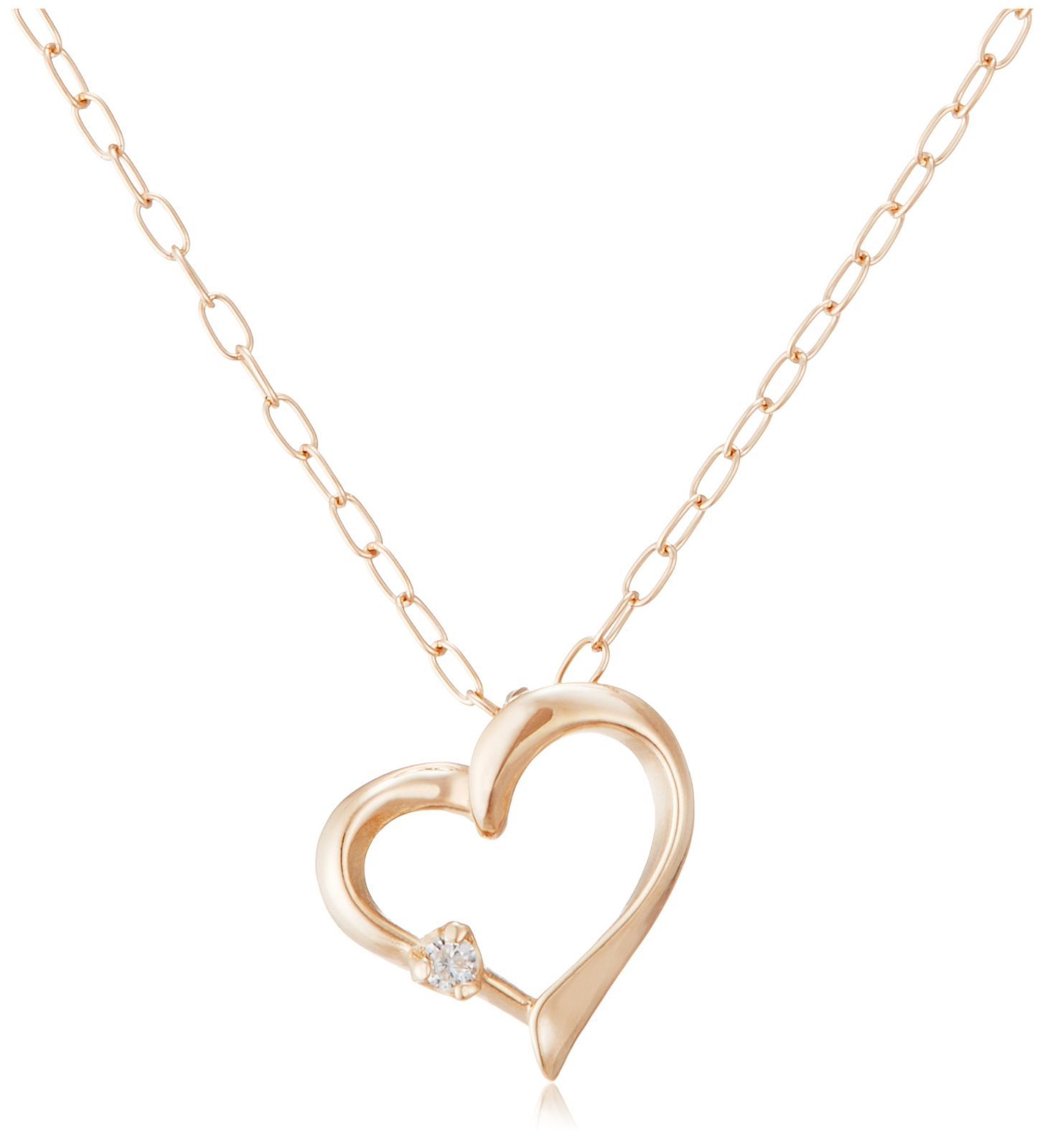 在庫処分 CHD0046XG ギフトラッピング ハートペンダントネックレス K10PG×ダイヤモンド DIAMANTE DI CHIARO ディアマンテ ディ キャーロ