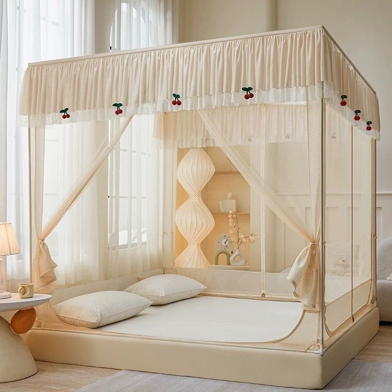 幅180 レース付き蚊帳 かや 蚊よけ プライバシーテント 全方位ガード