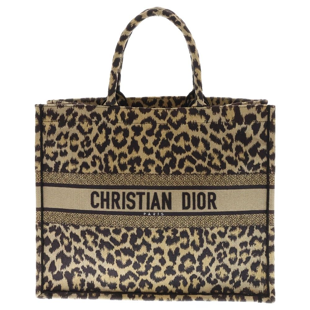Christian Dior クリスチャンディオール BOOK TOTE ブックトート ラージ レオパード トートバッグ ベージュ レディース