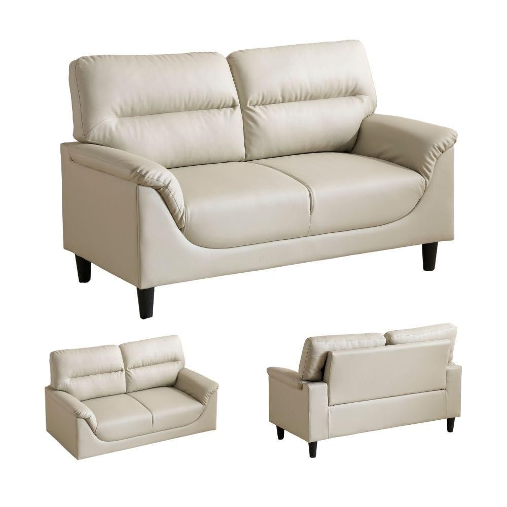 幅126 合皮 2人掛け コンパクト ソファー PUレザー ふたりがけソファー パールグレー オーエスジェイ OSJ