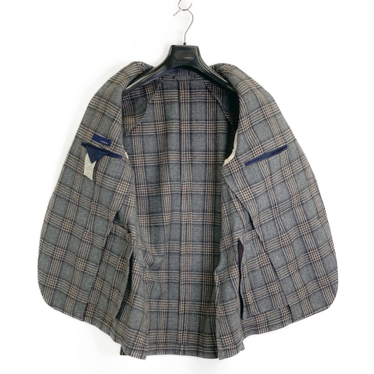 LARDINI ラルディーニ AN22547AE ｸﾞﾚｰ ﾁｪｯｸ ｳｰﾙｶｼﾐﾔ 段返り3B