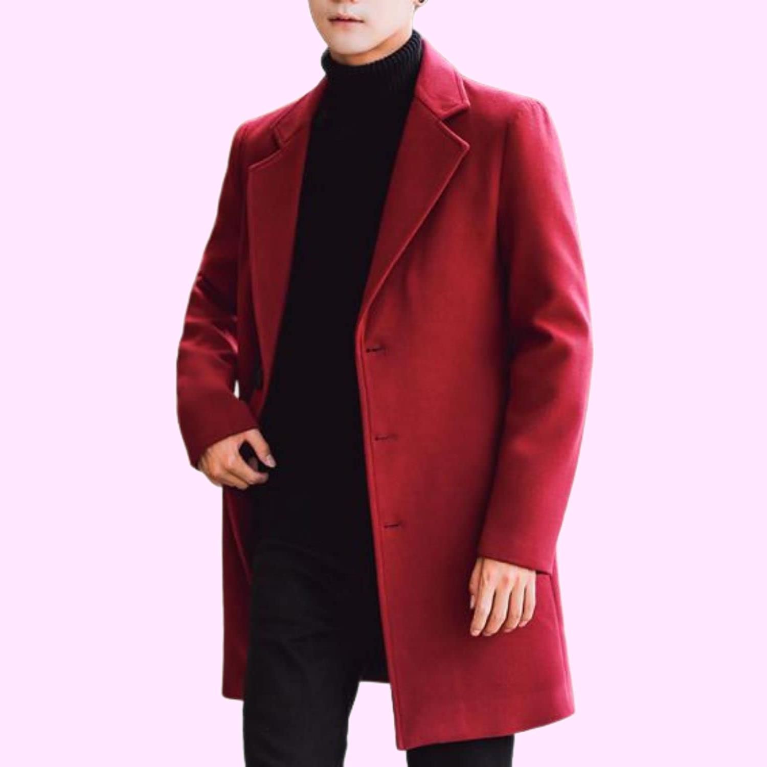Size:3XL_Color:ワインレッド [ベンケ] コート メンズ ビジネス 秋冬 
