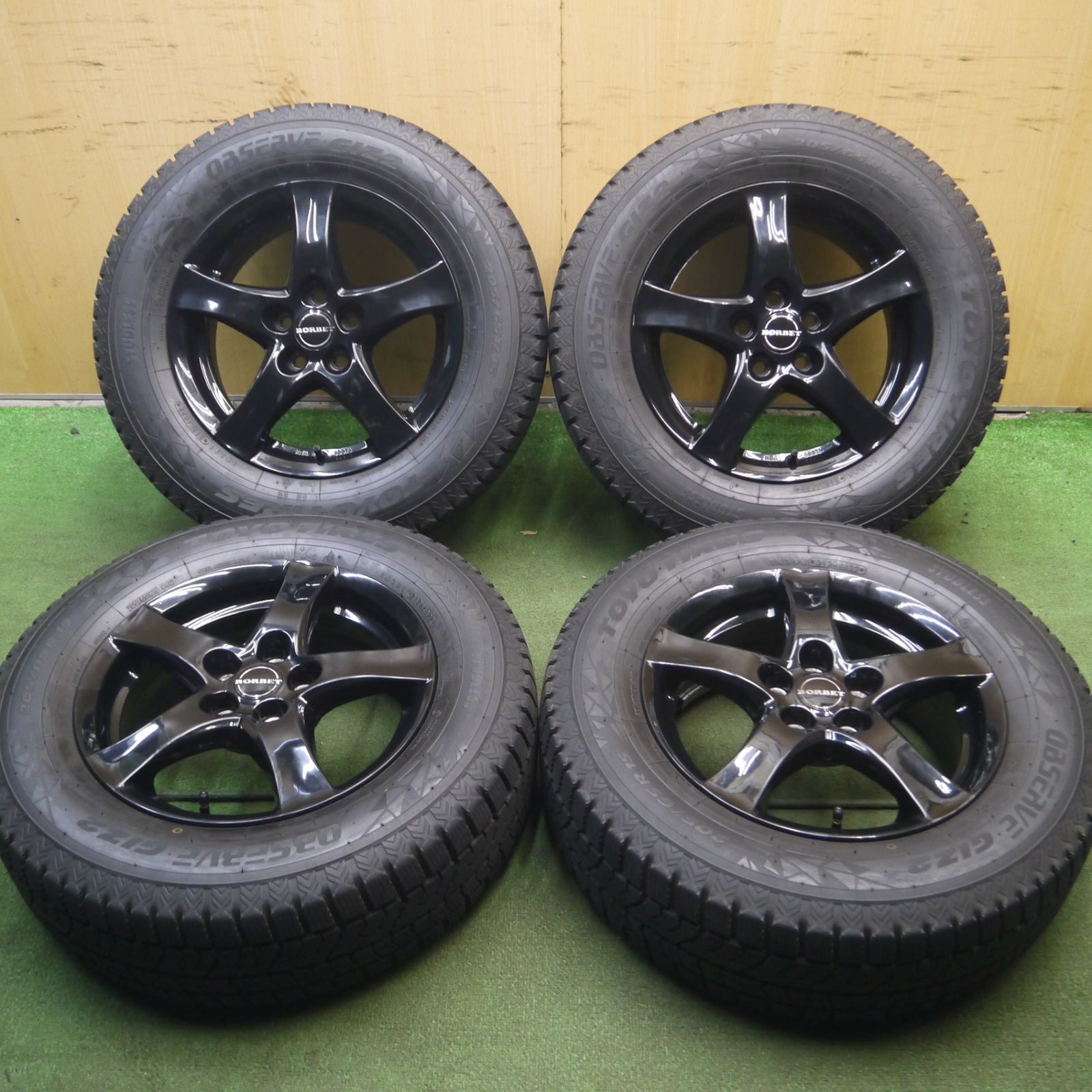 *送料無料* バリ溝！22年！キレイ！9.5分以上ワーゲン T-CROSS 等 BORBET 205/65R15 スタッドレス トーヨー オブザーブ GIZ2 ボルベット 15インチ PCD100/5H4031902Hス