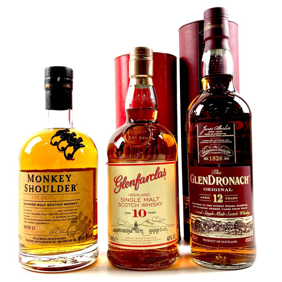 【冬バーゲン★】 3本 MONKEY SHOULDER GLENDRONACH グレンファークラス スコッチ ウイスキー