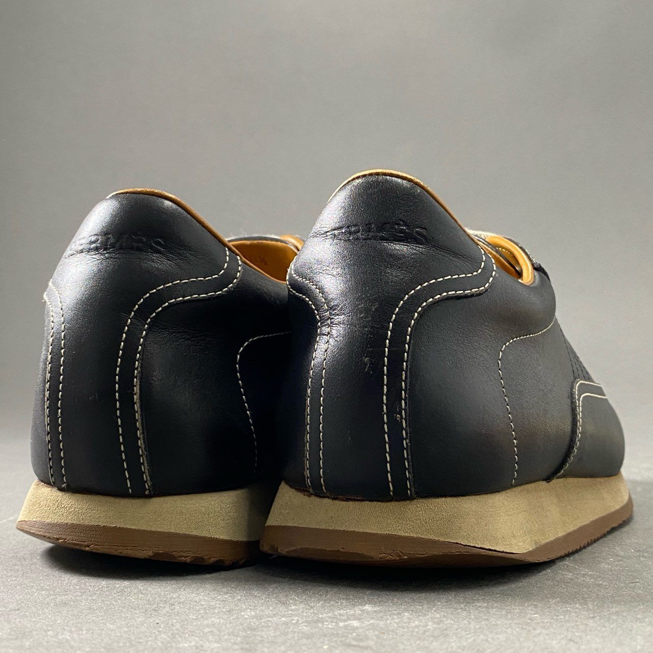 2f13 HERMES エルメス クイック レザースニーカー 40 1/2 ブラック 