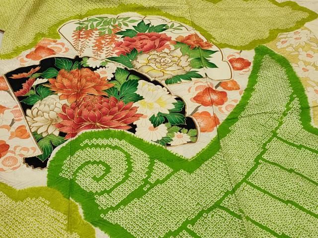 平和屋着物□豪華振袖 駒刺繍 絞り 立波草花文 正絹 逸品 CAAS9072fb
