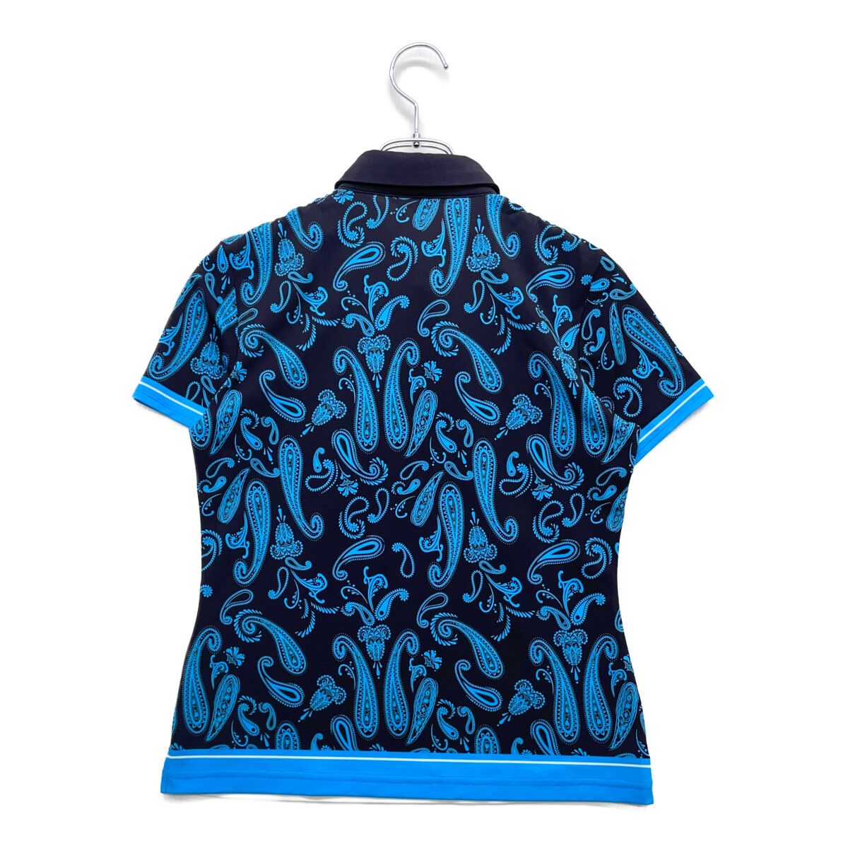 LANVIN - coco 中古 ランバンスポール LANVIN SPORT レディース 半袖ポロシャツ 38(M) 水色×紺 ペイズリー柄 中古 レディース ランバンスポール LANVIN SPORT 半袖ポロシャツ