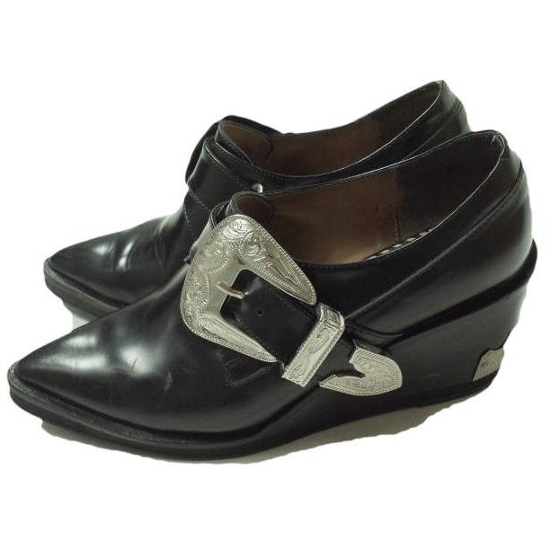 TOGA PULLA トーガ プルラ Metal Buckled Wedge Heel Monk Strap Shoes メタル バックルウエッジソールモンクストラップシューズ AJ930 37(23-23.5cm) ブラック Oxford g11474 - メルカリ