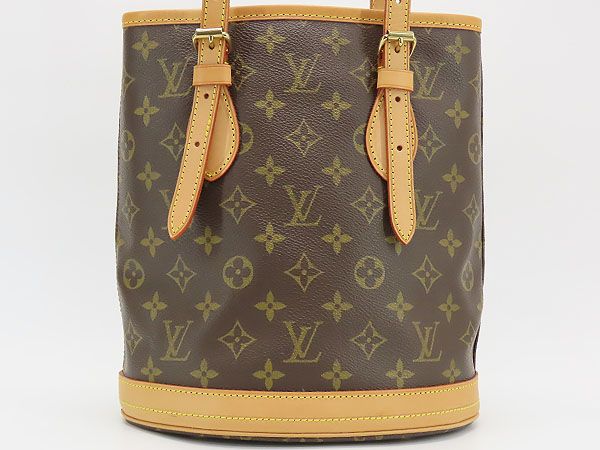 【ほぼ新品】ルイヴィトン　LOUIS VUITTON　モノグラム　プチ バケットPM　バケツ型　トートバッグ　ハンドバッグ　ショルダーバッグ　ポーチ付き　ダークブラウン　M42238