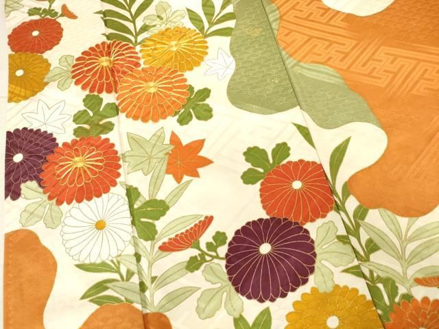 平和屋着物□小振袖 二尺袖 草花熨斗文 正絹 逸品 DAAW4584cd 平和