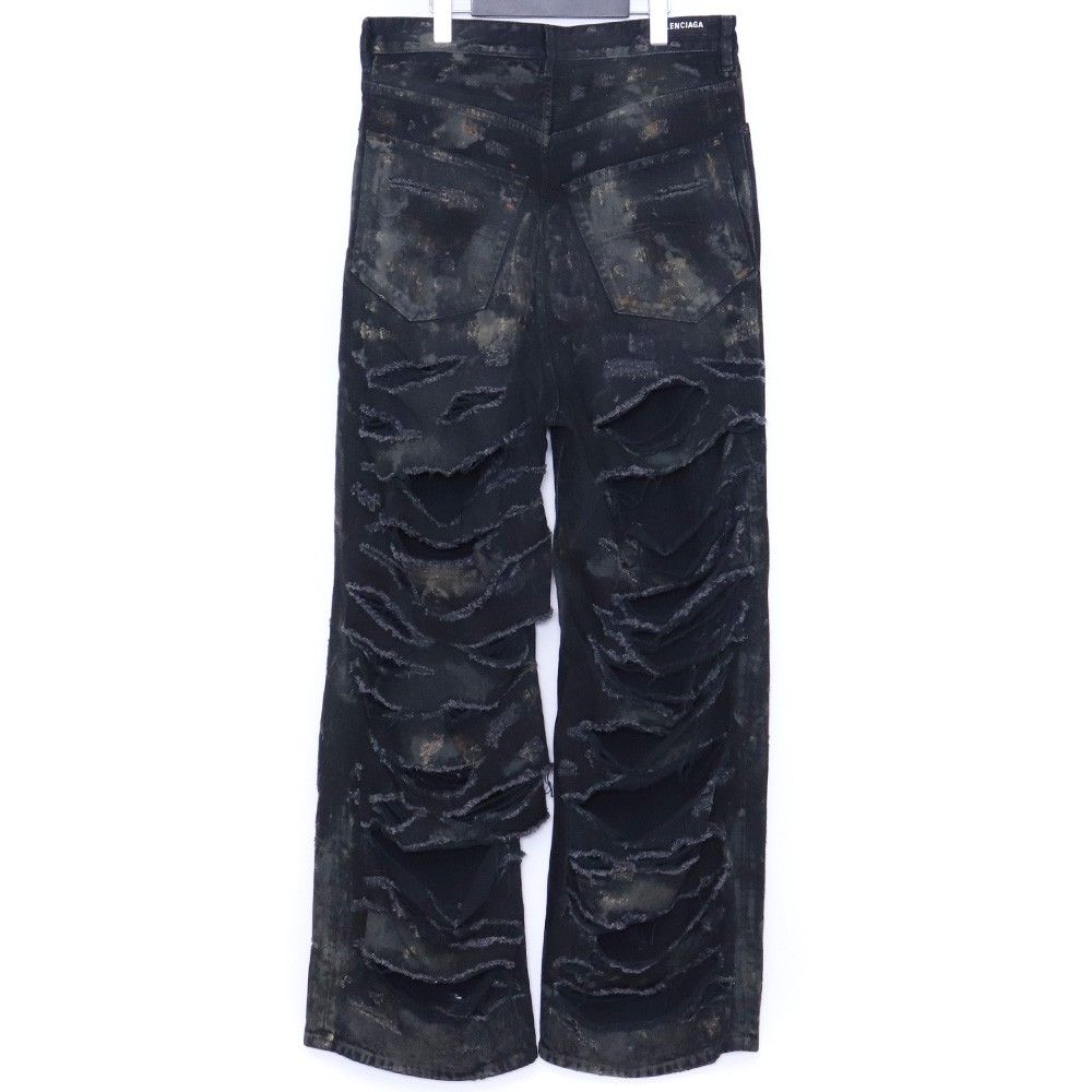 BALENCIAGA SUPER DESTROYED BAGGY Sサイズ ブラック 745248