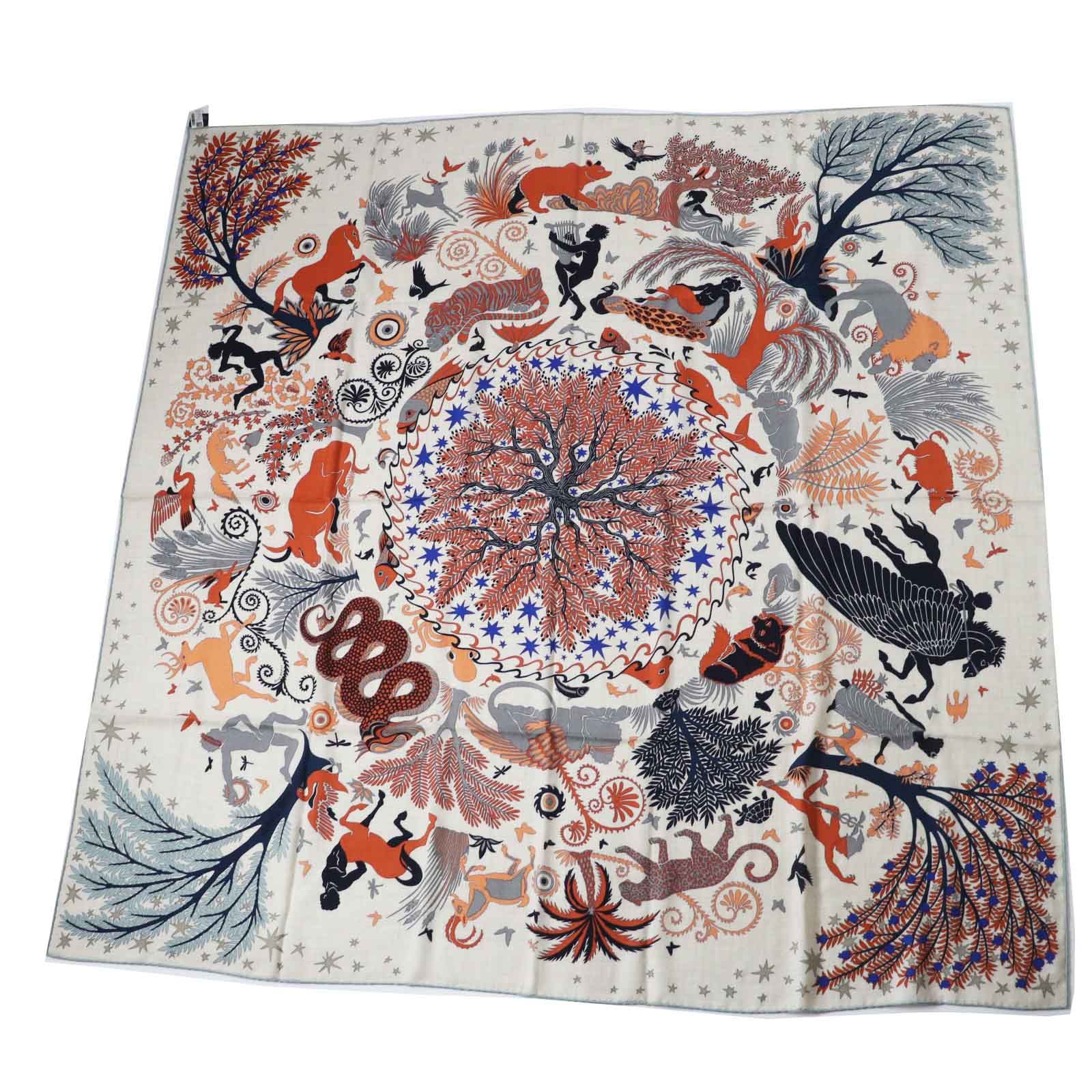 ☘️美品☘️ HERMES　カレ140　Grands Fonds 深海　カシミヤ HERMES エルメス スカーフ カレ140 カレジュアン140 スプリング