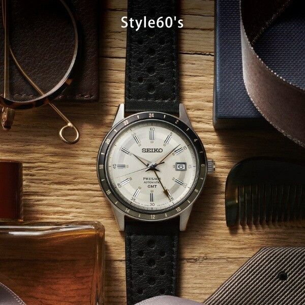 セイコープレザージュStyle60’sベーシックライン自動巻き機械式腕時計ブランドメンズ革ベルトSEIKOSARY231アナログホワイトブラック黒日本製