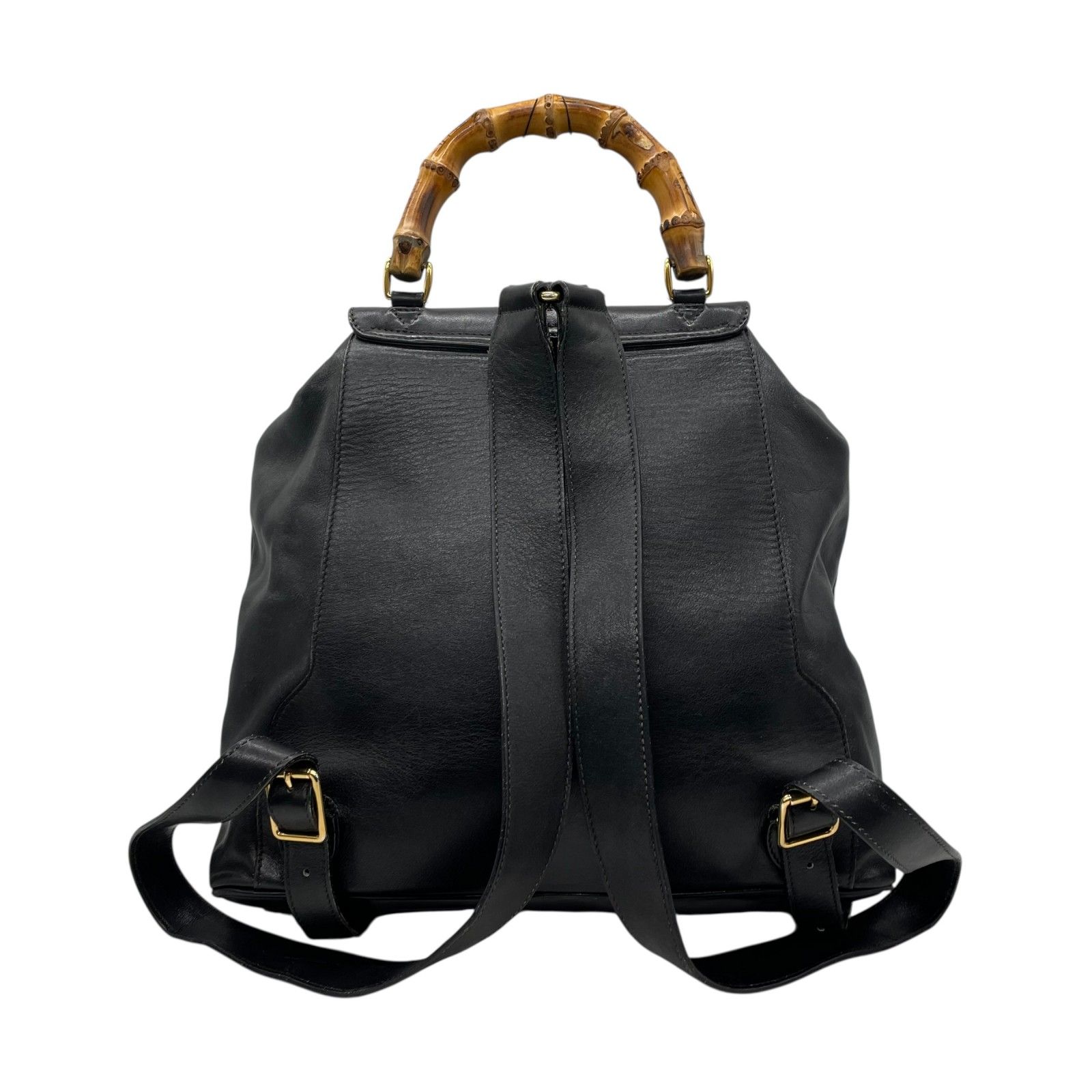 GUCCI オールドグッチ リュック バンブーハンドル オールレザー 黒 GUCCI グッチ バンブー リュックサック バックパック 黒