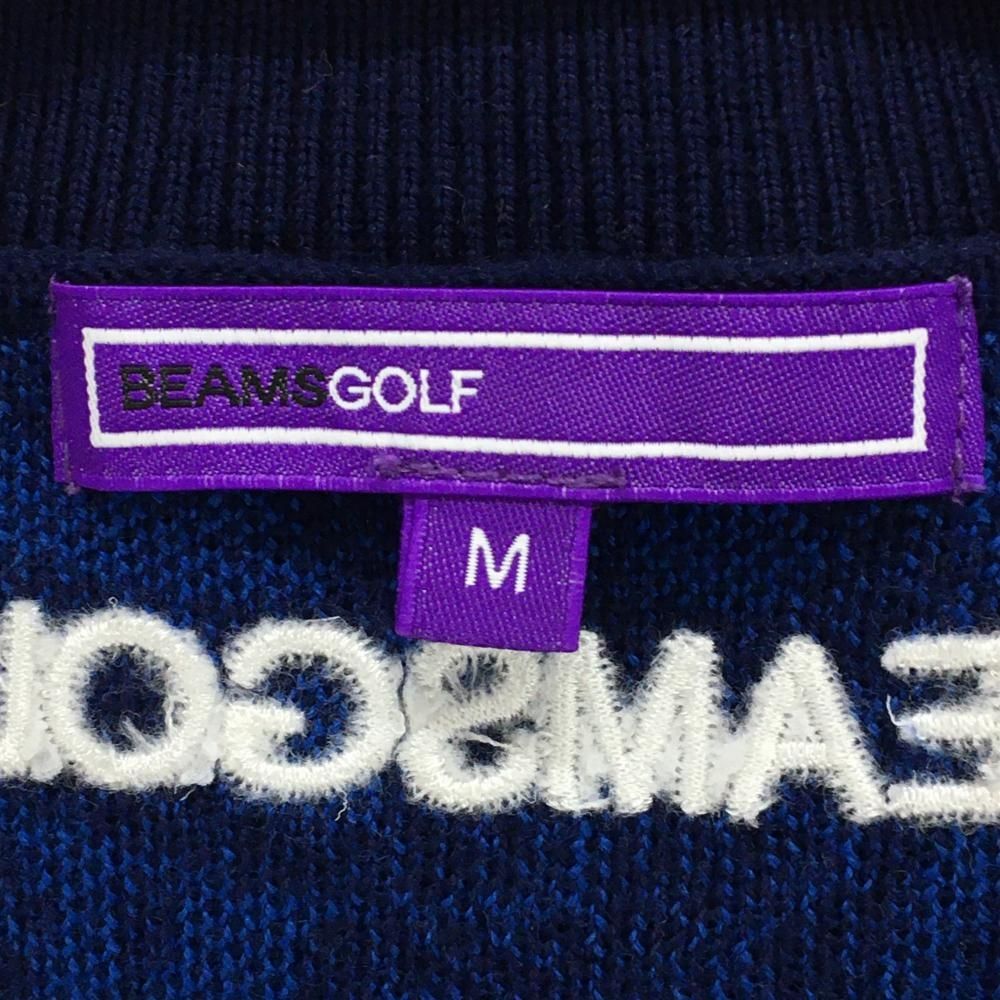 超美品】ビームスゴルフ セーター ブルー×ネイビー 総柄 ニット