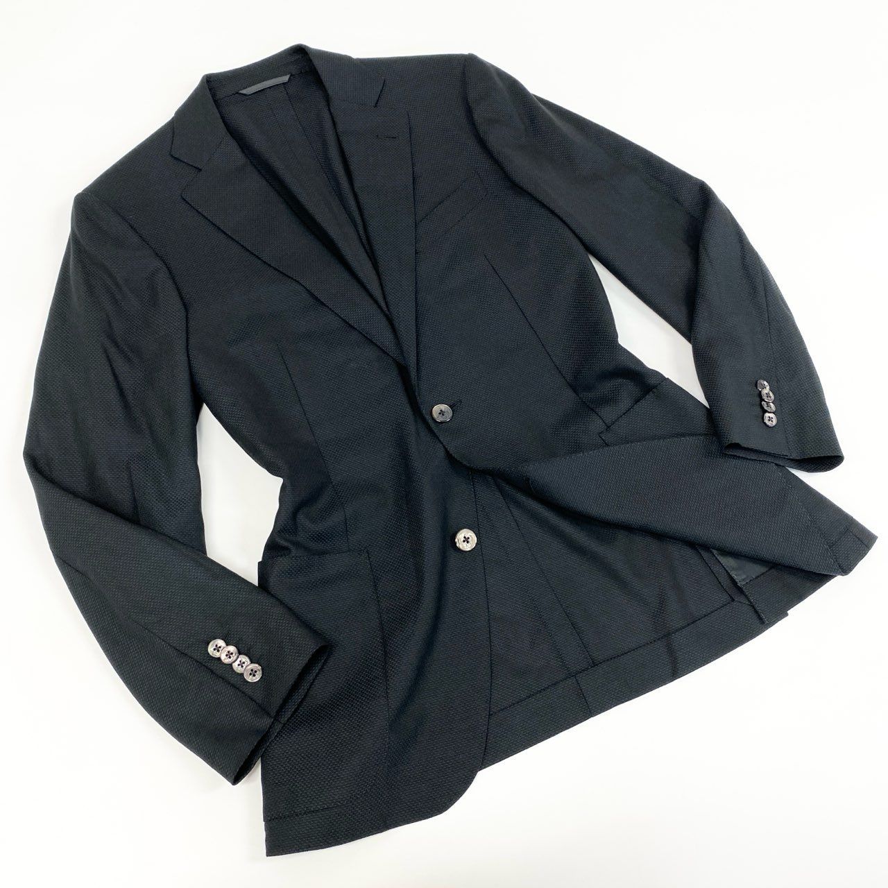 25f14 Ermenegildo Zegna エルメネジルドゼニア COOL EFFECT サマージャケット テーラードジャケット スーツ フォーマル メンズ 男性用 50R ブラック ウール100％
