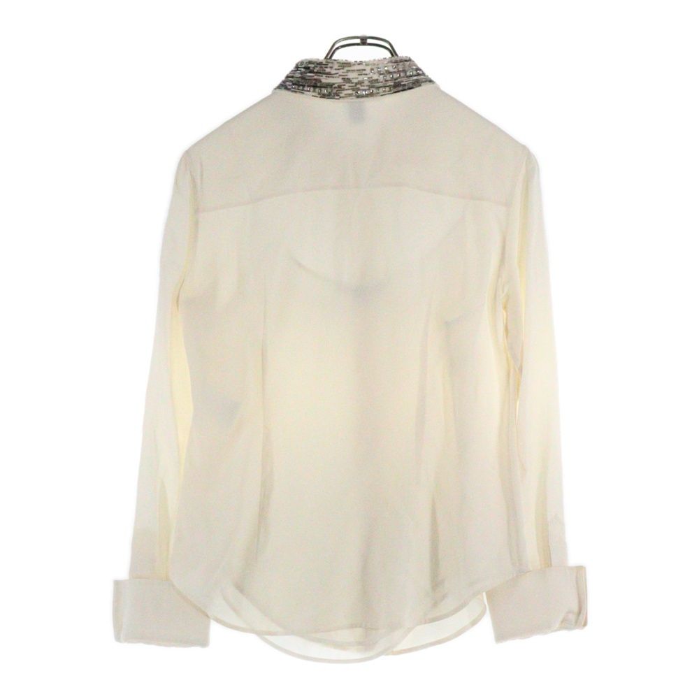 LOUIS VUITTON (ルイヴィトン) 襟元ビジュー装飾シルク長袖シャツ  