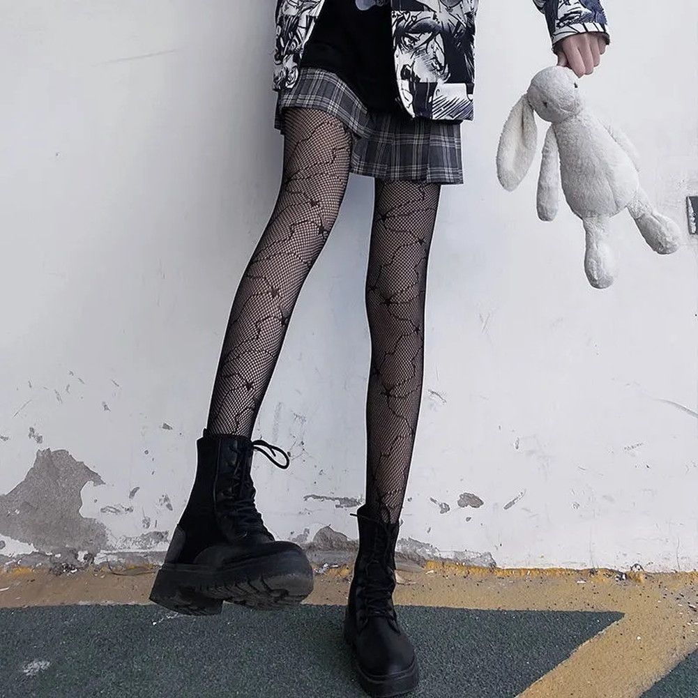 柄ストッキング ストッキング タイツ 黒 ブラックストッキング