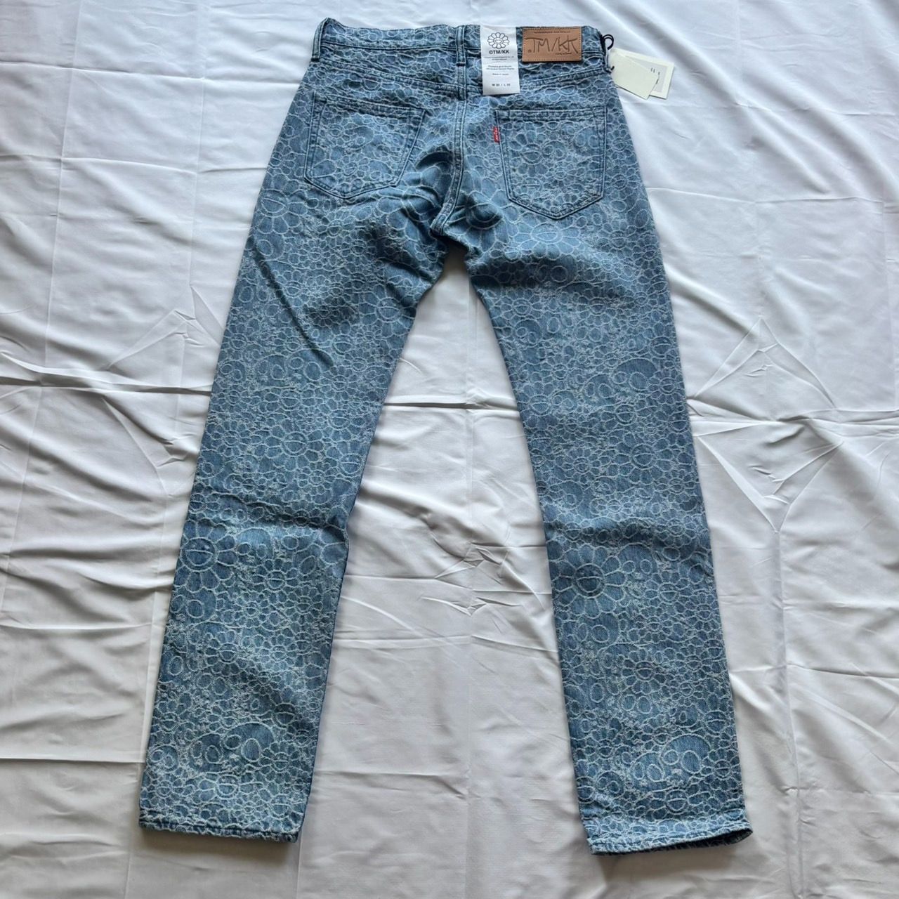 村上隆 Flowers and Skulls Jacquard Denim Pants Light Blue W30 