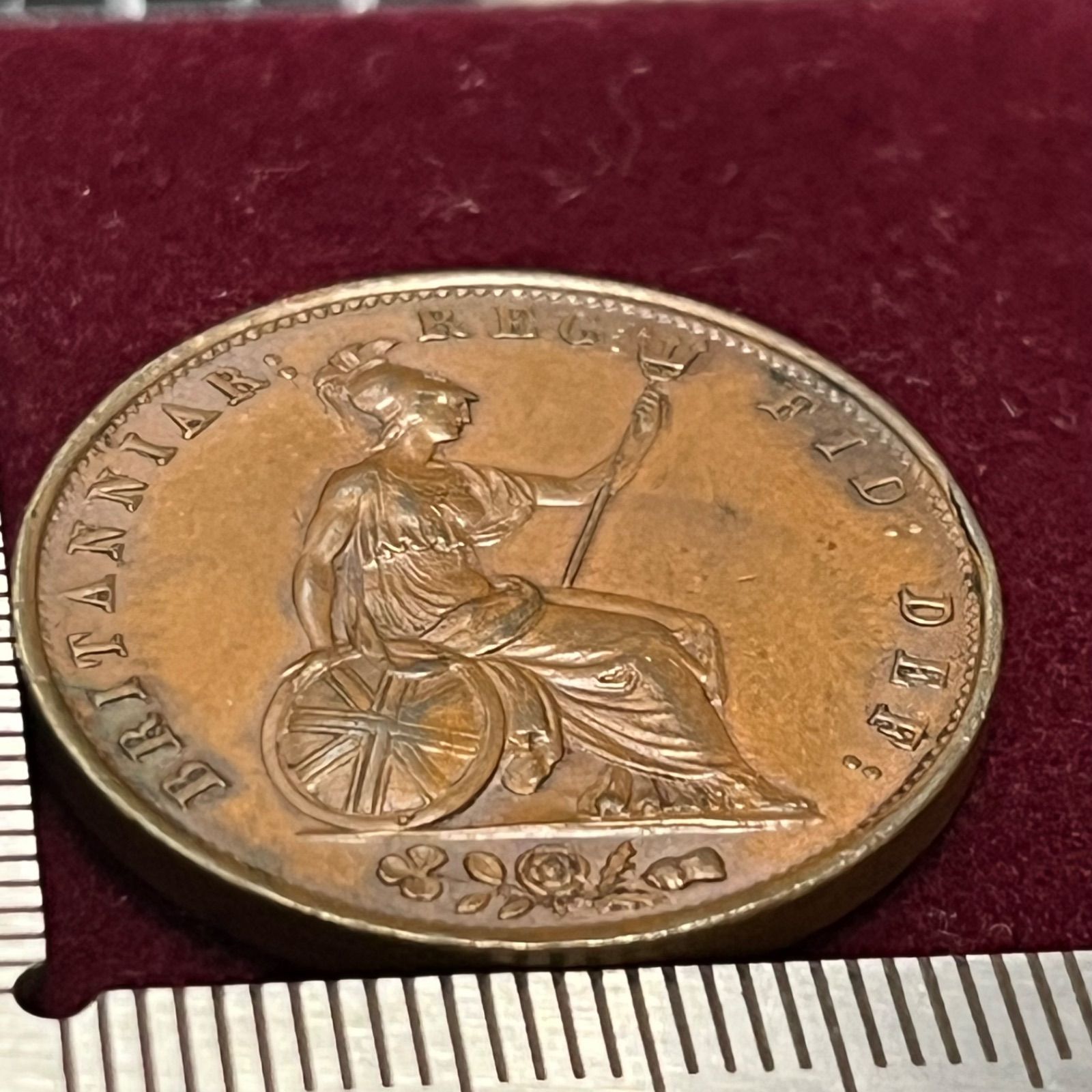 銅貨 状態 1854年 イギリス ハーフペニー銅貨 ヴィクトリア女王 若年像 Young Head ブリタニア座像 409