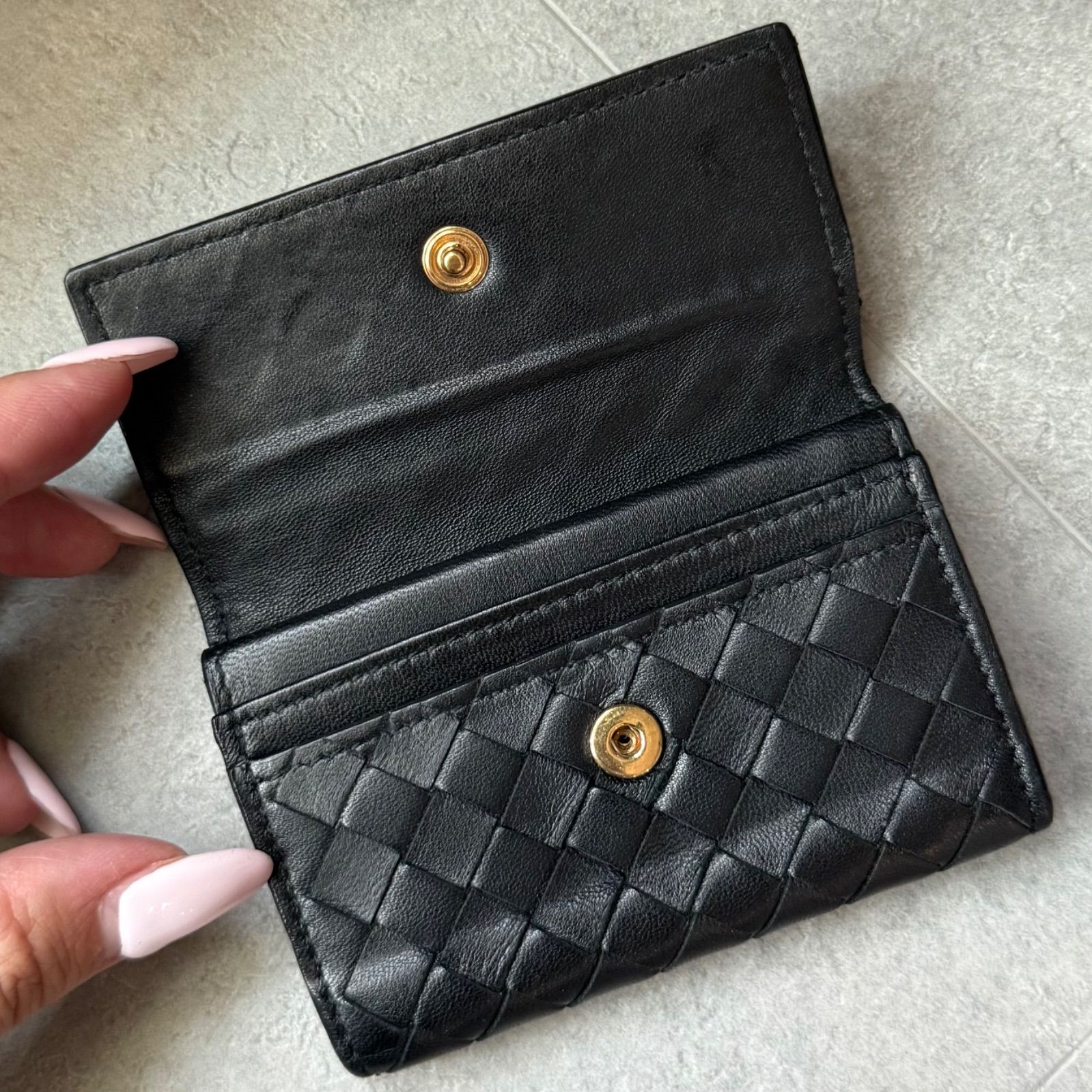 【美品】ボッテガヴェネタ イントレチャート コインケース ラムレザー/黒5️⃣ 美品 希少 BOTTEGA VENETA ボッテガヴェネタ イントレチャート