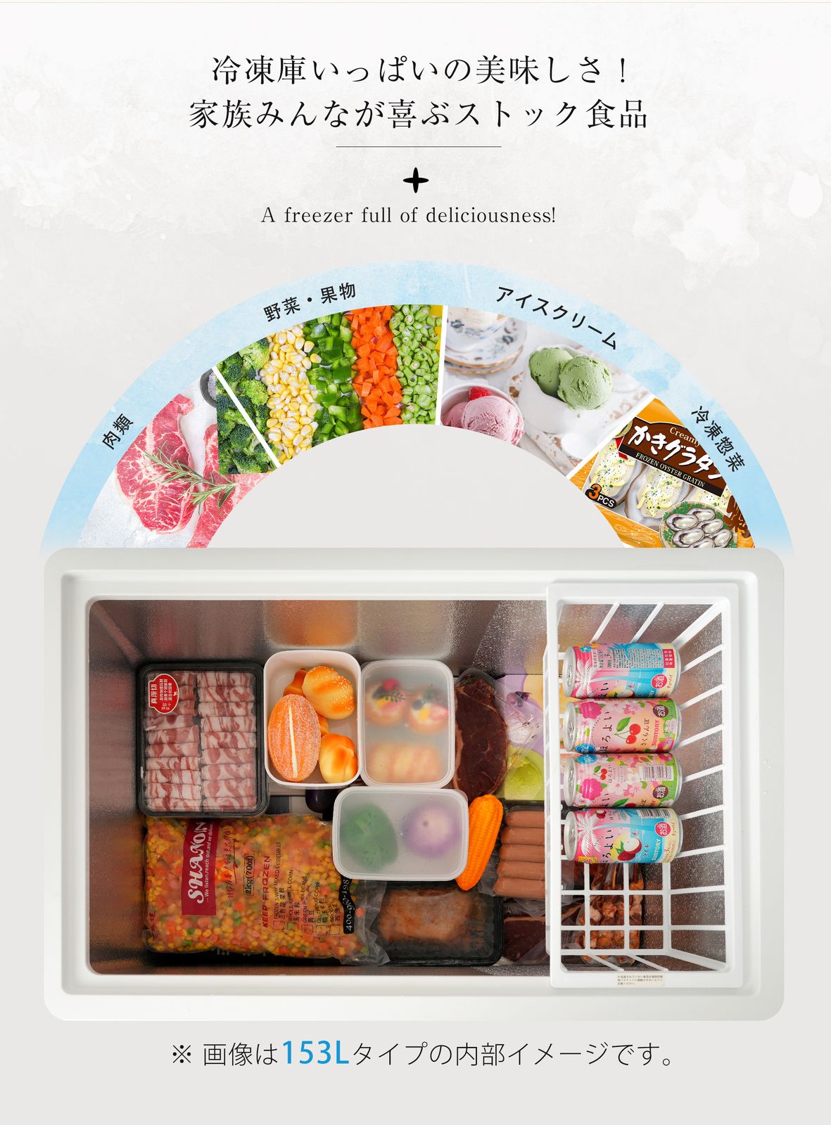 チェストフリーザー 上開き