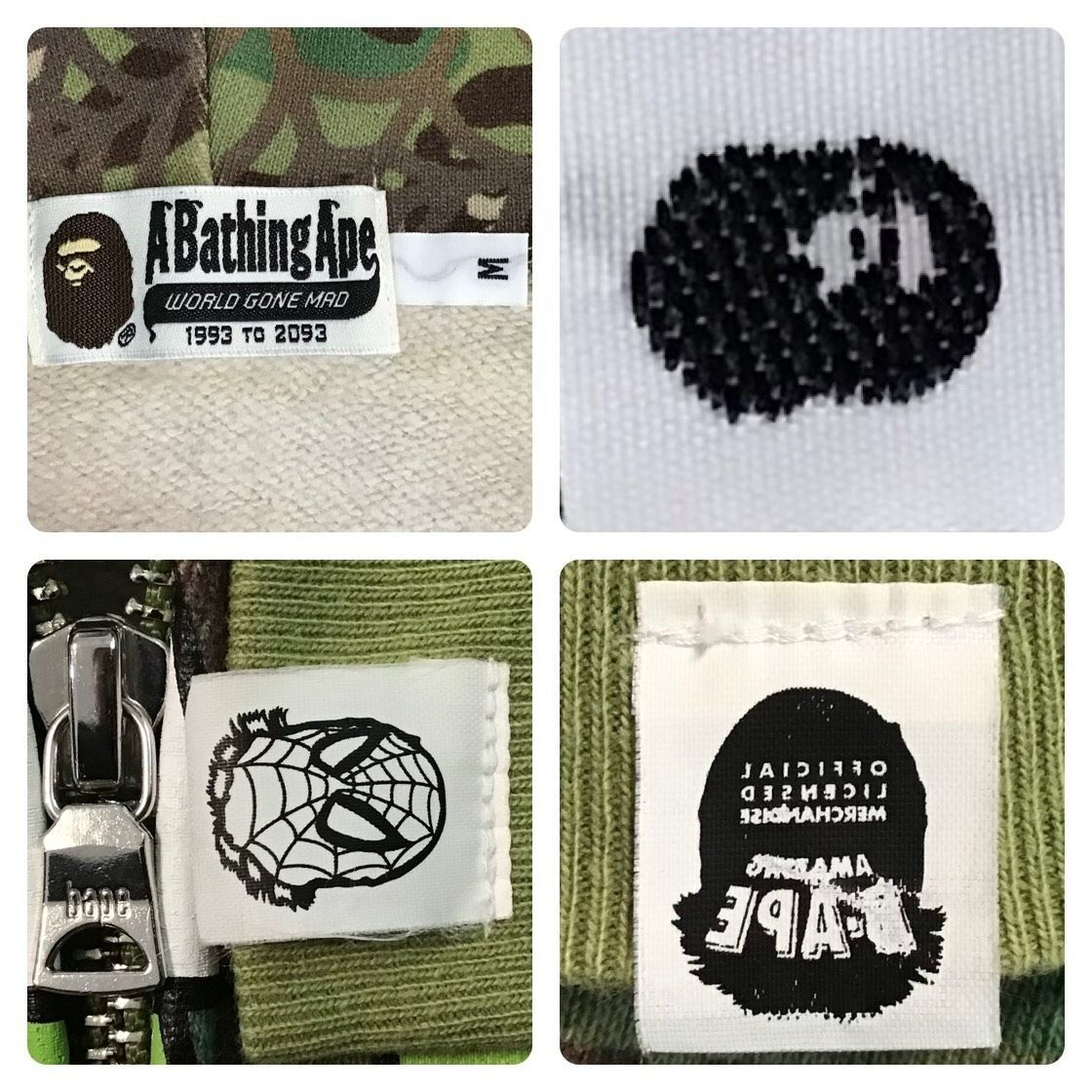 スパイダーマン × BAPE camo フルジップ パーカー Mサイズ marvel