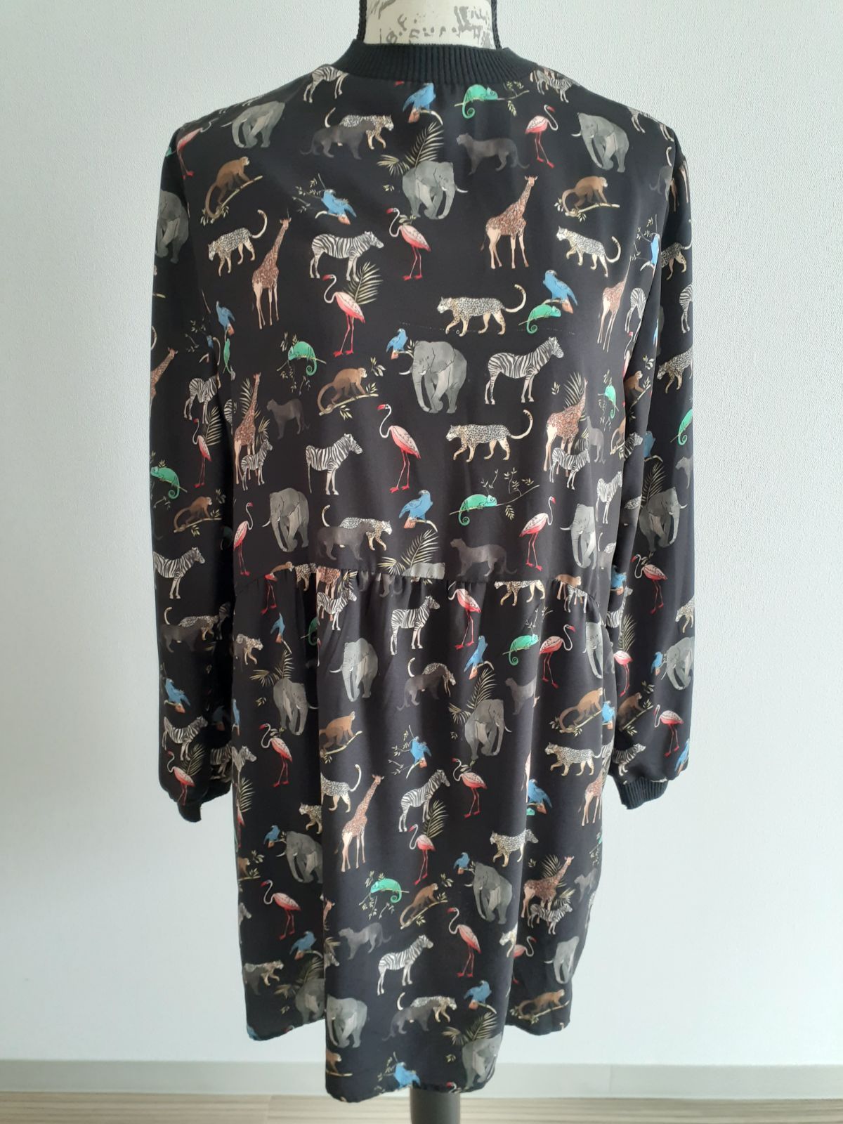 KUNIO COLLECTION ブラック 半袖チュニック Mサイズ アニマル柄