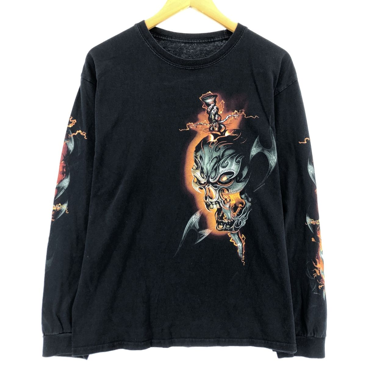 古着 ドクロ柄 スカル柄 ロングTシャツ ロンT メンズL /eaa432222 【中古】/eaa432222