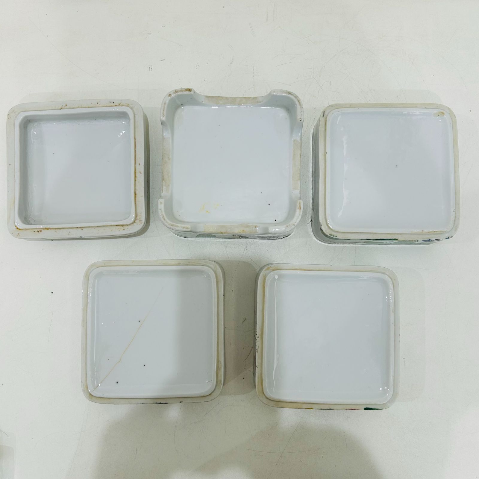 NC1806 昭和レトロ 四段陶器重箱 陶器製 重箱 4段 松竹梅 竹山作
