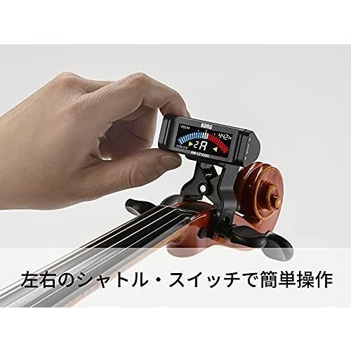 KORG 100時間連続駆動 ヴァイオリン|ヴィオラ用 クリップチューナー AW-LT100V ペグボックスに装着 純正5度対応 カラー表示 単