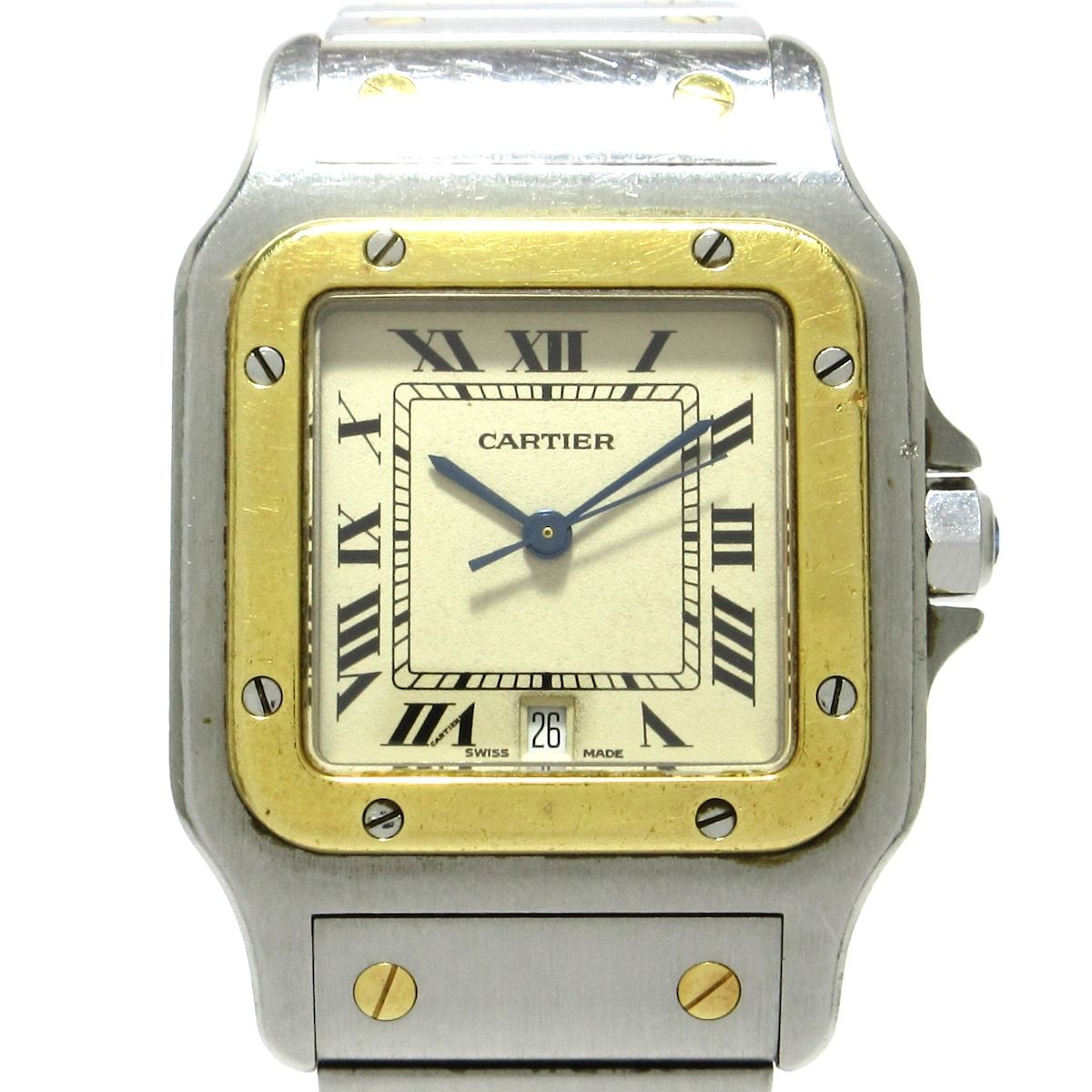 Cartier(カルティエ) 腕時計 サントスガルベLM W20011C4 メンズ SS×K18YG/旧型バックル アイボリー