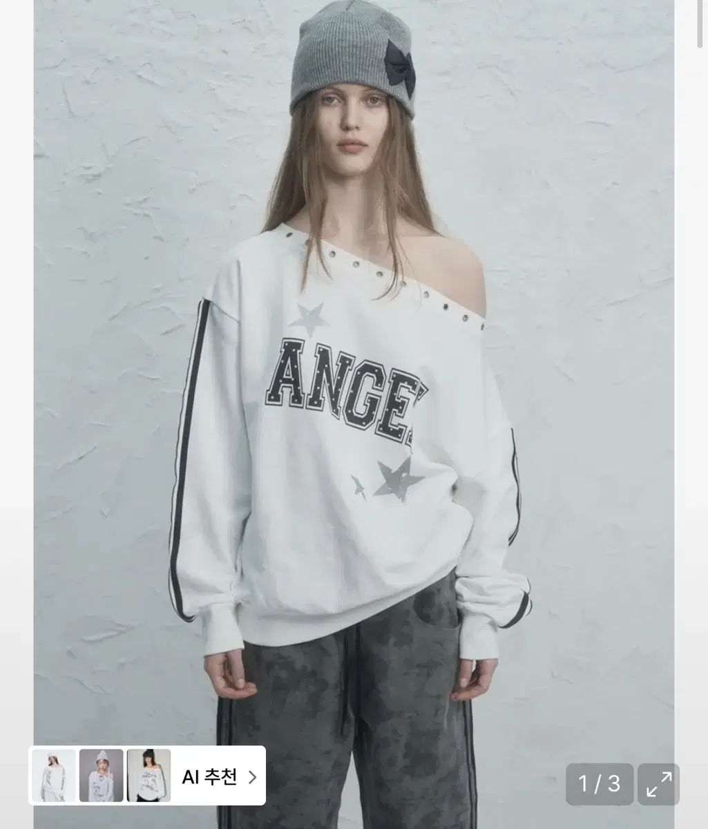EXE のセットアップ EYELET ANGEL MTM WHITE エンブロイダリー トレーナー