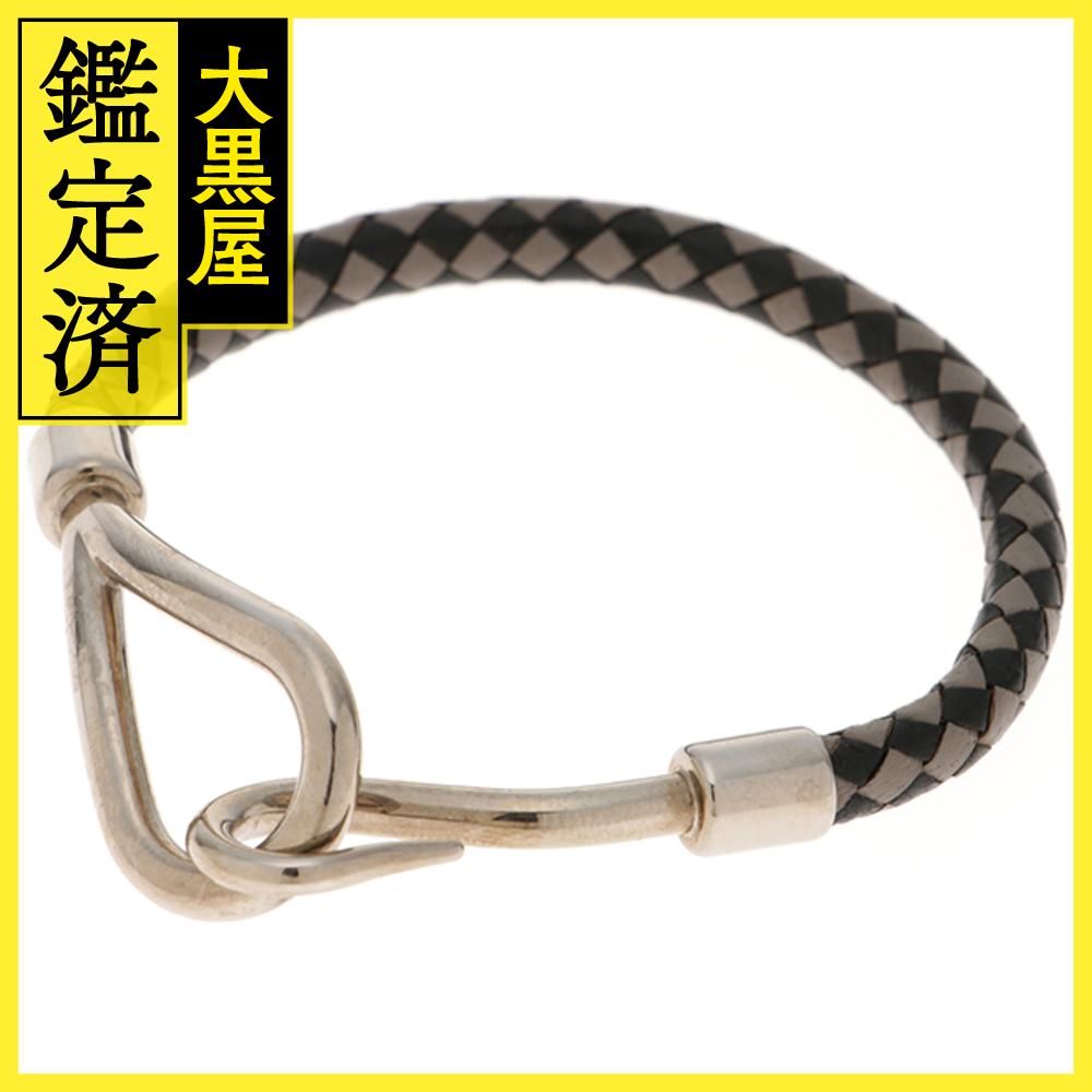 エルメス ﾌﾞﾚｽﾚｯﾄ ジャンボブレスレット ブラック グレー レザー 