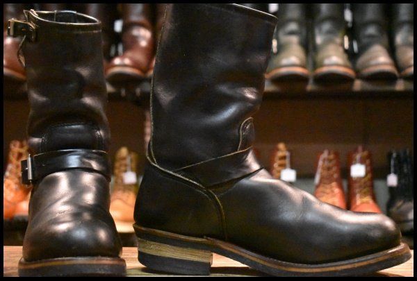 7.5 D PT 91刺繍 レッドウィング 2268 エンジニア 黒 ブラッククローム スチールトゥ プルオン ブーツ redwing FI 536