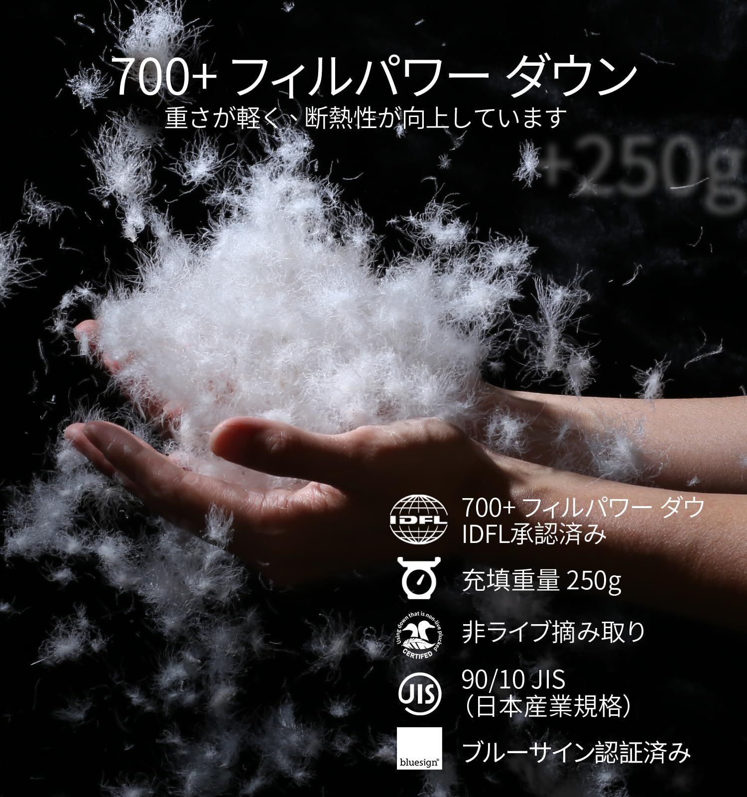 Litume 500g/630g 700フィルパワーダウンのマミー型寝袋、6°C-20°C/3°C