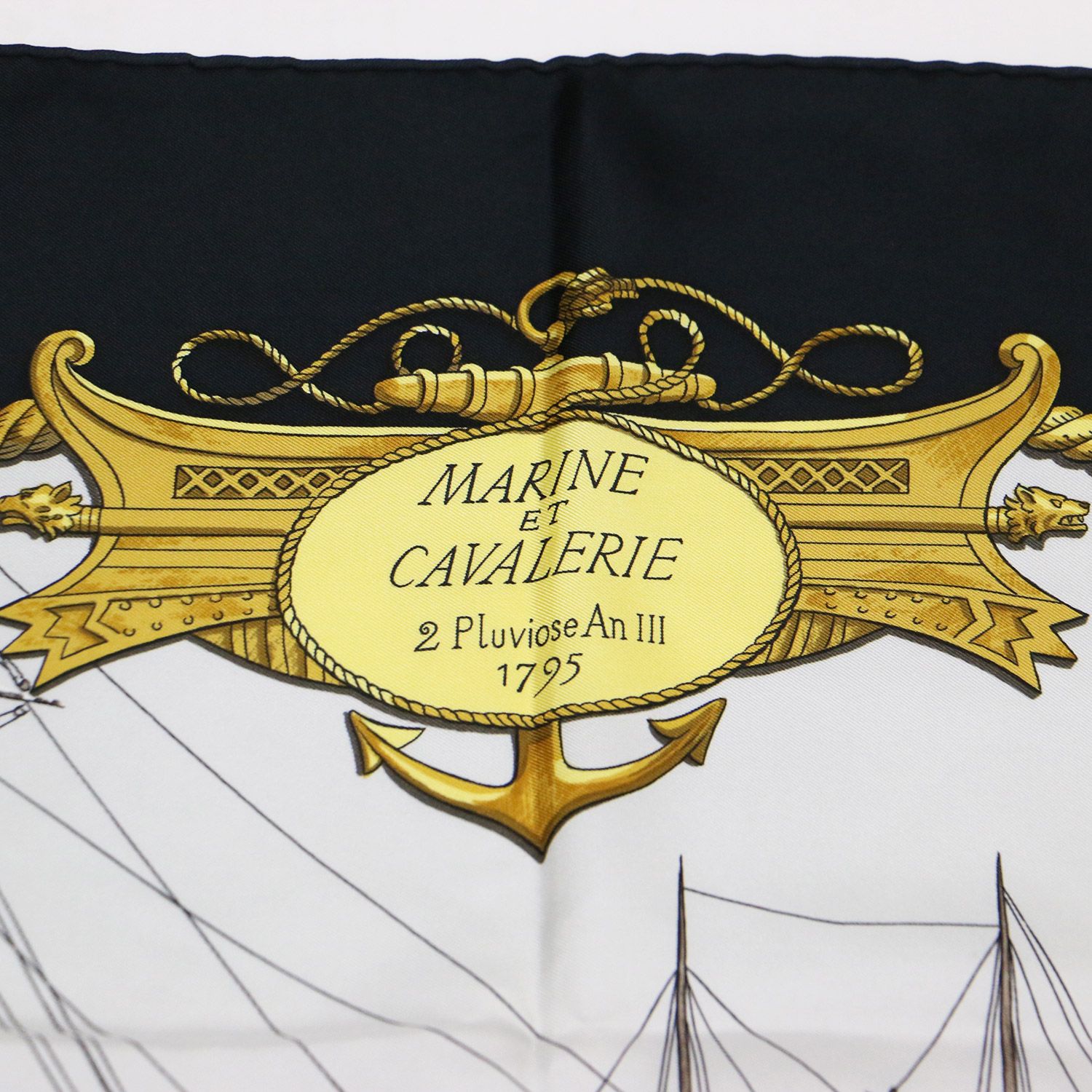 HERMES エルメス カレ90 海ト騎兵隊 シルク スカーフ / MARINE ET