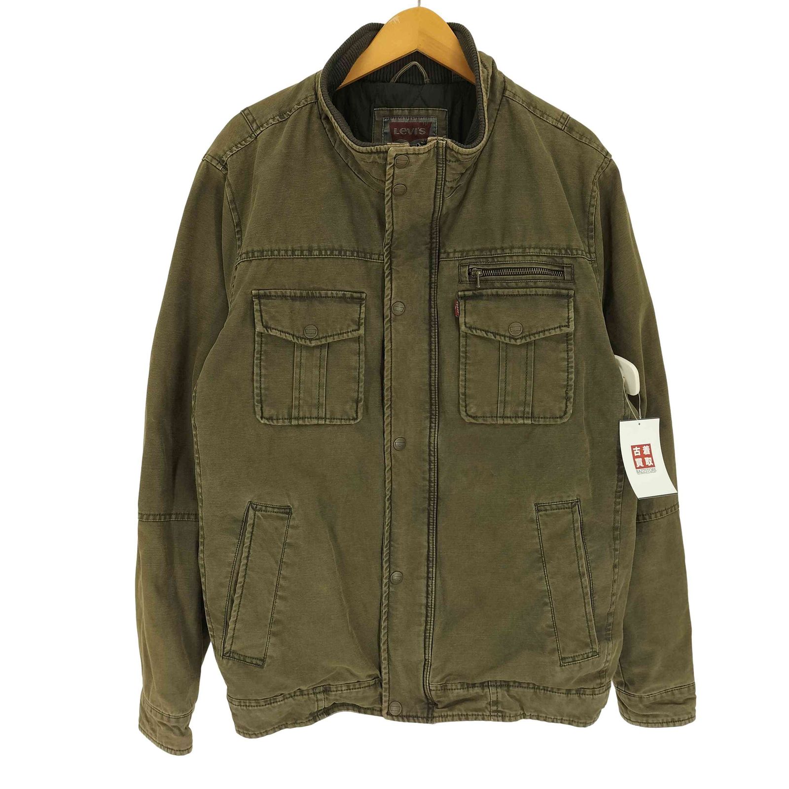 リーバイス Levis 00S 裏地キルティング 製品染 比翼 ジップアップ ミリタリージャケット メンズ import：L 