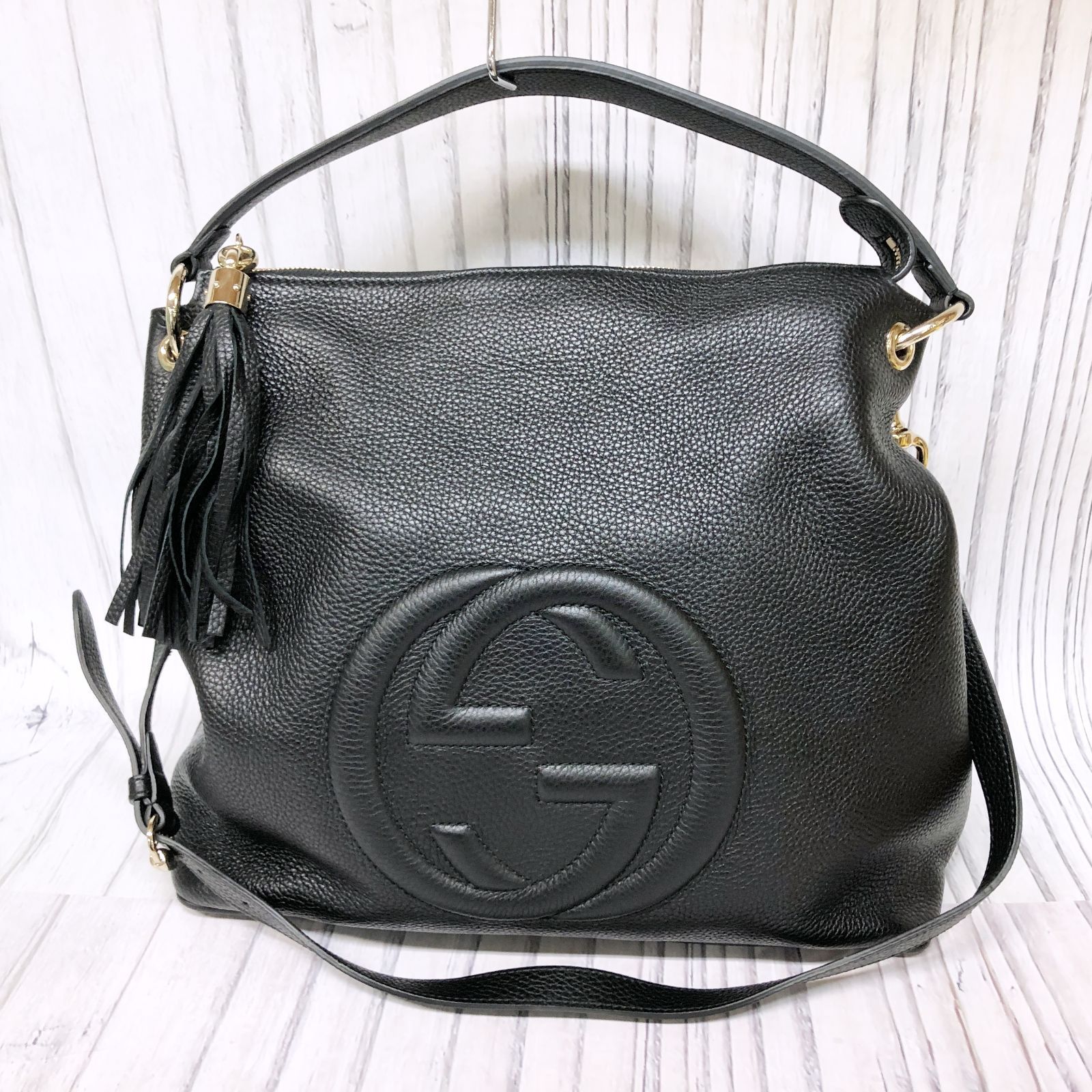 GUCCI ソーホー 2way ハンドバッグ オールレザー 黒