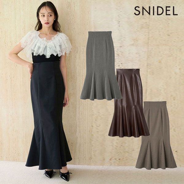 【新作10%OFF】【即納】 スナイデル SNIDEL ボトムス 25秋冬 ハイウエストマーメイドスカート ロング丈 ハイウエスト swfs254127
