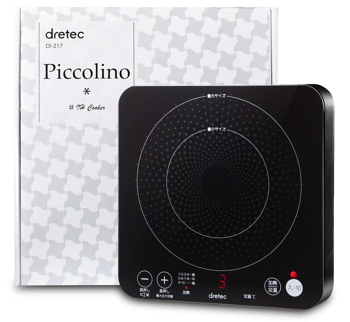 dretec ドリテック IH クッキングヒーター コンロ 一人用 1口 ヒーター 卓上 台 小型 小さい コンパクト ポータブル おしゃれ