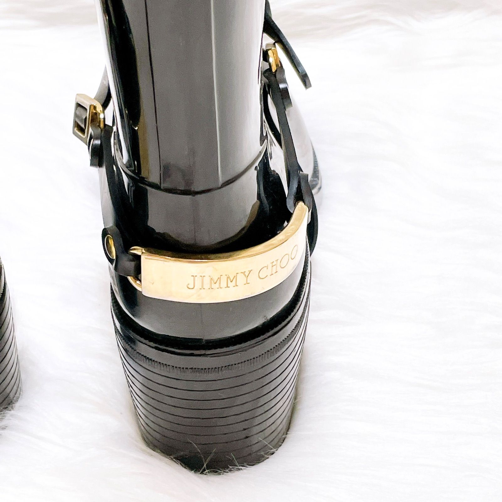 ✨極希少✨ JIMMY CHOO レインブーツ ロング ブラック長靴 38 ◎最終