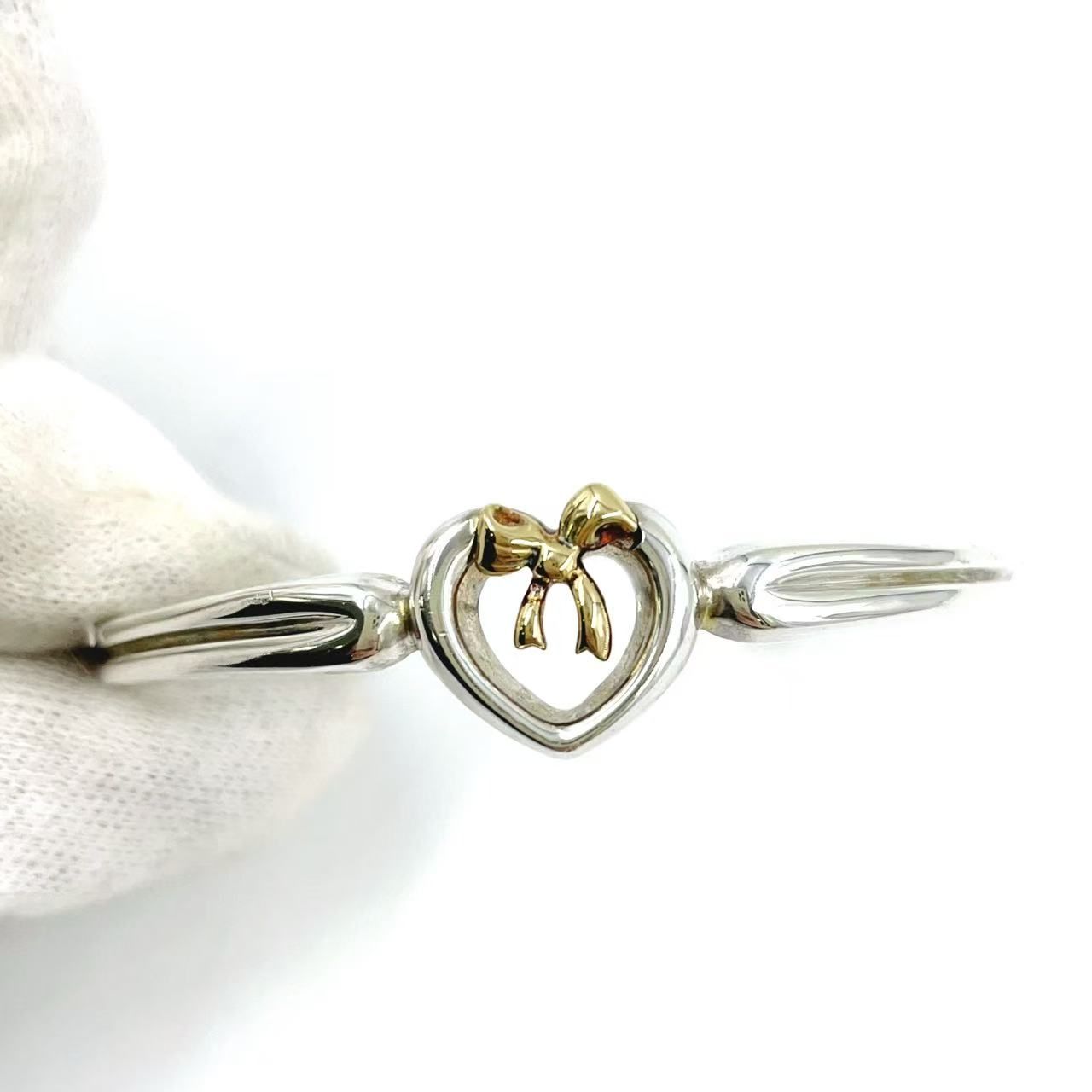 ☆超美品☆ TIFFANY ティファニーハートリボンバングルK18 SV925 TIFFANY&Co. ティファニー ハートリボン バングル ブレスレット