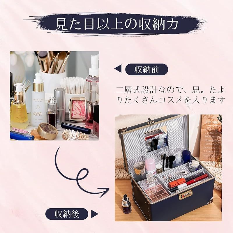 ポータブルメイクアップトレインケース コスメティックオーガナイザーケース